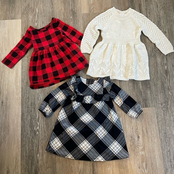 12 Month Lot of 3 Winter Dresses - Picture 1 of 1